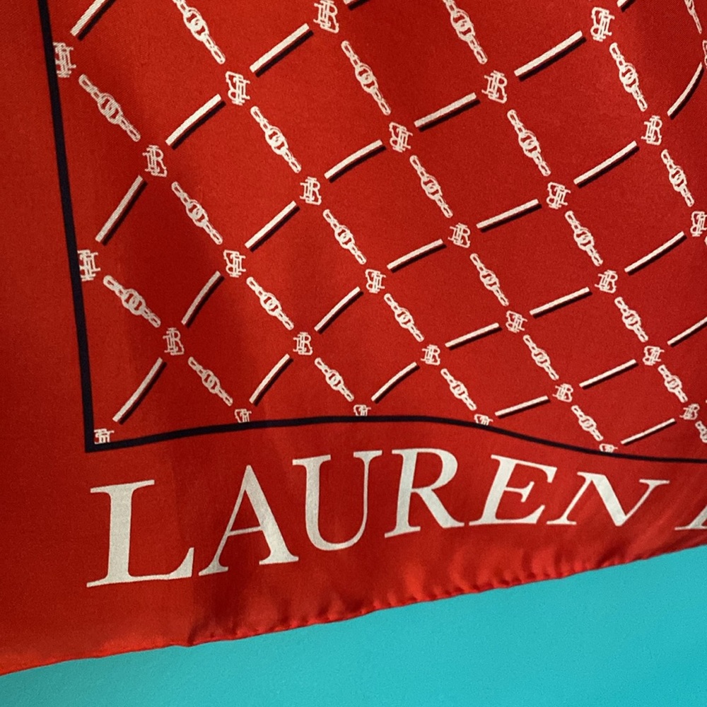Lauren Ralph Lauren Large Logo Silk Twill Scarf - Picture 3 of 7